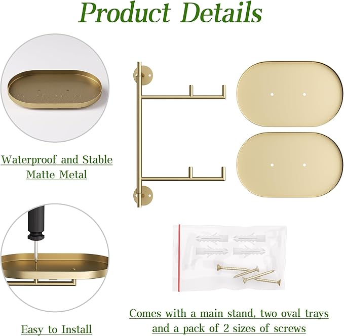 Window Rotating Plant Stand Shelf Indoor Gold Metal Floating Shelves 2-Tier Wall Mount Plant hanger Holders for Wall Planter Modern Home Decor window sill gifts