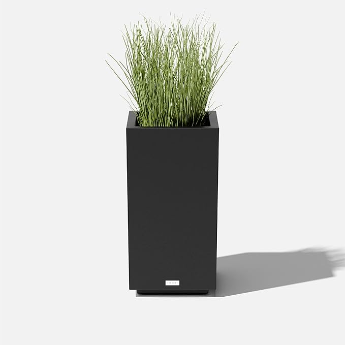 Veradek Block Series Pedestal Planter - Tall Planter for Indoor or Outdoor Front Porch | All-Weather Use with Removable Insert Bucket | Modern Décor for Flowers, Tall Trees, Faux Plants
