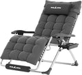 UDPATIO Oversized Zero Gravity Chair 29In XL Patio Reclining Chair with Cushion, Outdoor Folding Recliner with Pillows|Cup Holder|Foot Rest|Padded Headrest, Burgundy, Support 500LB