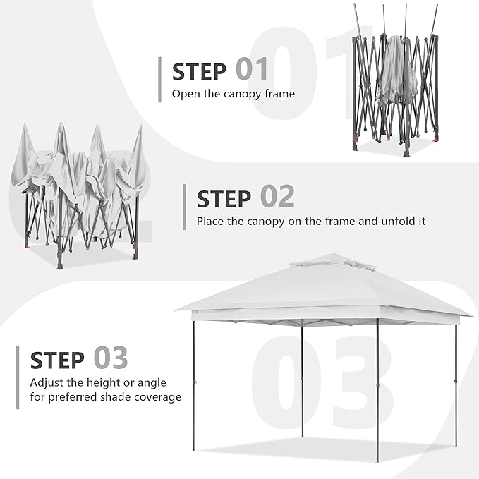 GDY 11x11 Pop Up Canopy Tent, Outdoor Canopy with Netting, Outdoor Gazebo for Backyard, Tent with Hand Bag, White.