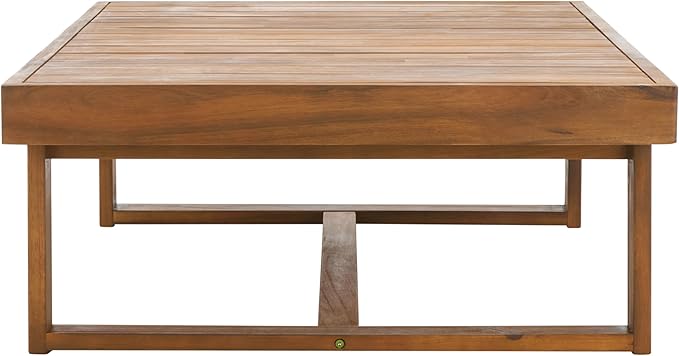 SAFAVIEH Outdoor Collection Duncan Natural Brown Slatted Top Solid Wood Coffee Table