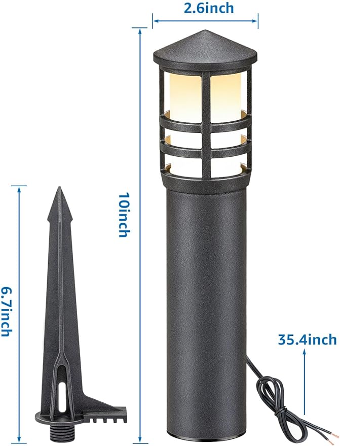SUNVIE 4-Pack Low Voltage Pathway Lights 3W 3000K 12-24V LED Landscape Bollard Path Lights with Connectors CRI 90+ Aluminum Outdoor Landscape Lighting for Walkway Yard Garden, ETL Listed Cord