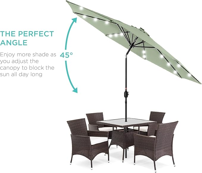 Best Choice Products 10ft Solar Polyester LED Lighted Patio Umbrella w/Tilt Adjustment and UV-Resistant Fabric