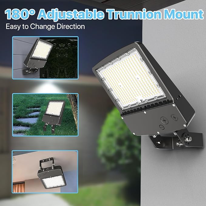 HYPERLITE LED Parking Lot Light - 200W 30000lm UL Listed Led Flood Lights Outdoor with Adjustable Trunnion Wall Mount - Waterproof Commercial Street Area Lighting with Photocell for Barn Yard Garage