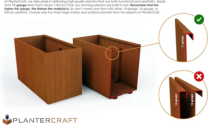 Plantercraft Corten Steel Planters | 84 Inch Extra Large Rectangular Planters for Outdoor Plants | Heavy Duty Metal Planter Box for Modern Patio Privacy Screen & Landscape Design
