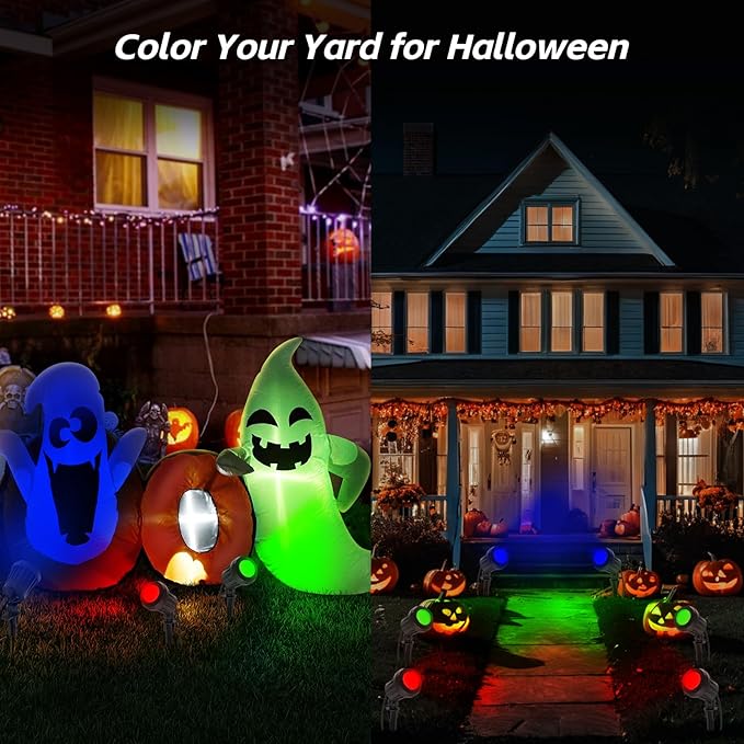 Spotlight Outdoor – 120V Plug-In, 6500K Cool White LED Landscape Lighting with RGB Purple 4 Color Lenses for Yard, Garden, Lawn & Tree Decor on Holidays&Everyday, IP67 Waterproof (1 Pack,Black)