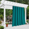 NICETOWN Outdoor Curtain for Patio Waterproof Extra Wide 84 inch, Sun Blocking Vertical Blinds Thermal Insulated Stainless Grommet for Front Porch/Gazebo/Lanai, Peacock Teal, 1 Piece, 84 inch L