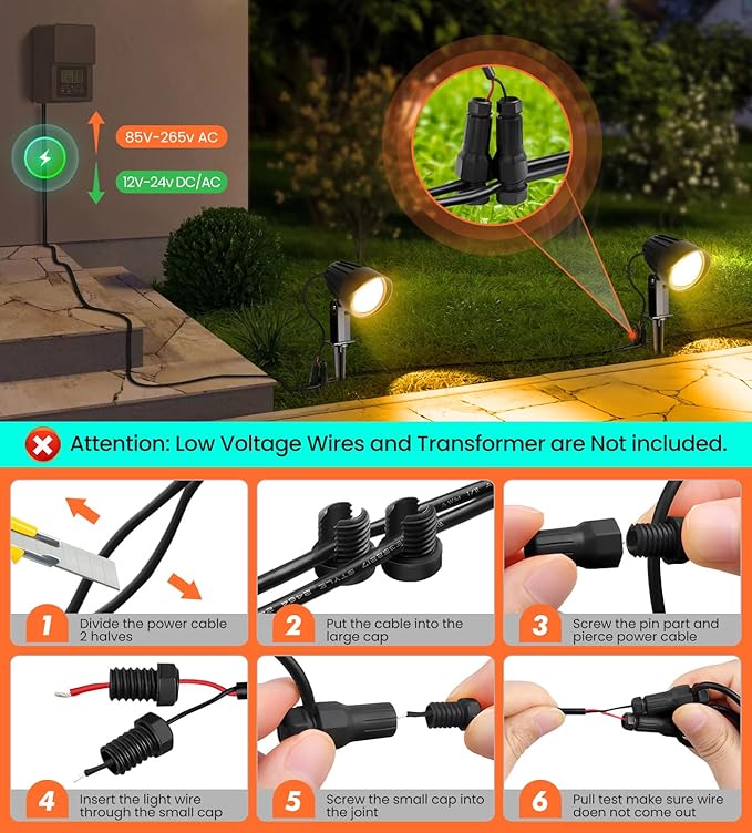 MEIKEE 15W 1500LM Low Voltage Landscape Lighting 12-24V Warm White LED Landscape Lights IP66 Waterproof Outdoor Garden Spotlights Pathway Tree Wall Fence Flood Lighting(10 Pack)
