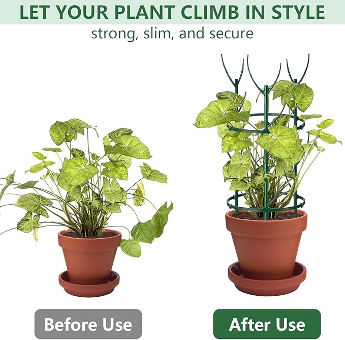 12 Pack Plant Support Stake Half Round Plant Support for Indoor Plants, Stackable 3 Tier Garden Flower Support, Plant Rings for Tomato,Monstera, Peony, Hydrangea, Climbing Plants