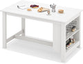 SERWALL Outdoor Bar Table, All Weather HDPE 36" Counter Height Dining Table with Storage and Wine Rack for Patio, Garden, Backyard, Balcony, Poolside, White