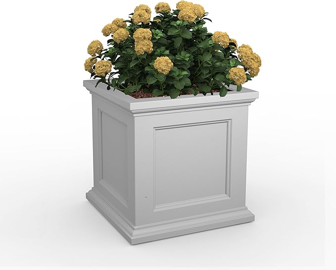 Mayne Fairfield 24-Inch Self Watering Square Planter Box, Weather-Resistant and Durable, Ideal for Indoor and Outdoor Use, Perfect for Patio, Porch, or Entryway