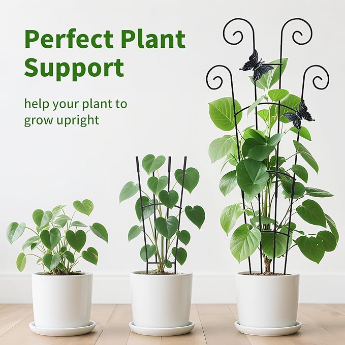 4 Pack 30 InchTaller Plant Trellis for Potted Climbing Plants Indoor,Expandable Metal Garden Trellis for Climbing Plants, Flowers Vine Ivy, Sturdy Houseplant Support for Potted Plants with Ties