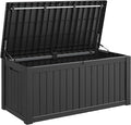 Outdoor Storage Box, Resin Deck Boxes Indoor and outdoor, Waterproof Storage Box Lockable Lid (Black,150 Gallon)