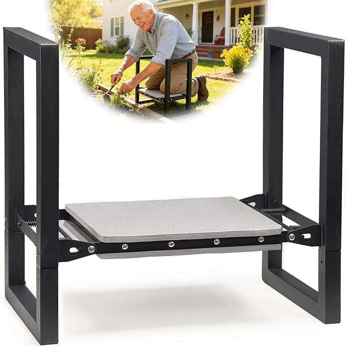 Garden Kneeler and Seat Heavy Duty - 12.7" Wide Garden Kneeling Bench Stool with Handles, Folding Knee Seat Chair Gardening Gifts for Seniors Women Men Gardeners Pain-Free Weeding Planting