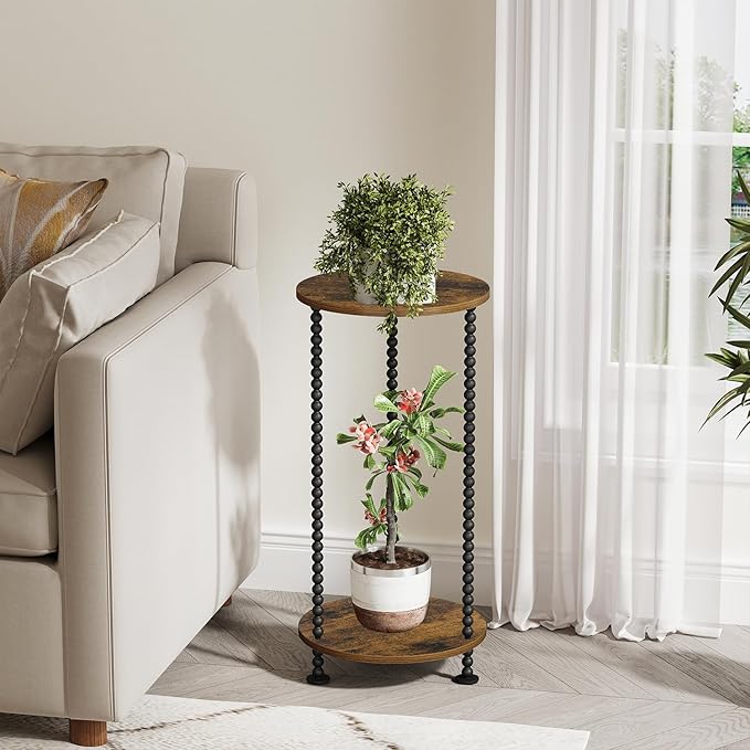 YINMIT Plant Stand Indoor, 2 Tier Small Plant Stand, 23" Tall Metal Spindle Poles Plant Stands, Corner Flower Pot Stand, Plant Tables Indoor, Planter Pot Holder for Balcony Garden Patio Living Room
