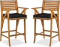 Best Choice Products Set of 2 Outdoor Acacia Wood Bar Stools Bar Chairs for Patio, Pool, Garden w/Weather-Resistant Cushions - Black