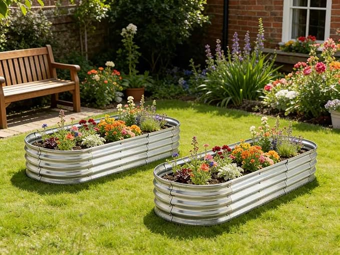 6 ft x 2 ft Raised Garden Bed Metal Elevated Planter for Vegetable Flower Herb (2pk)
