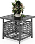 PHI VILLA Outdoor Patio Umbrella Side Table Base Stand with 1.57" Umbrella Hole for Garden,Pool Deck - Black