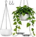 10 Inch Hanging Planters for Outdoor Indoor Plants, Set of 2 Self-Watering Hanging Pots with Drainage Hole & Plug II Screw-in Hooks II Non-deforming