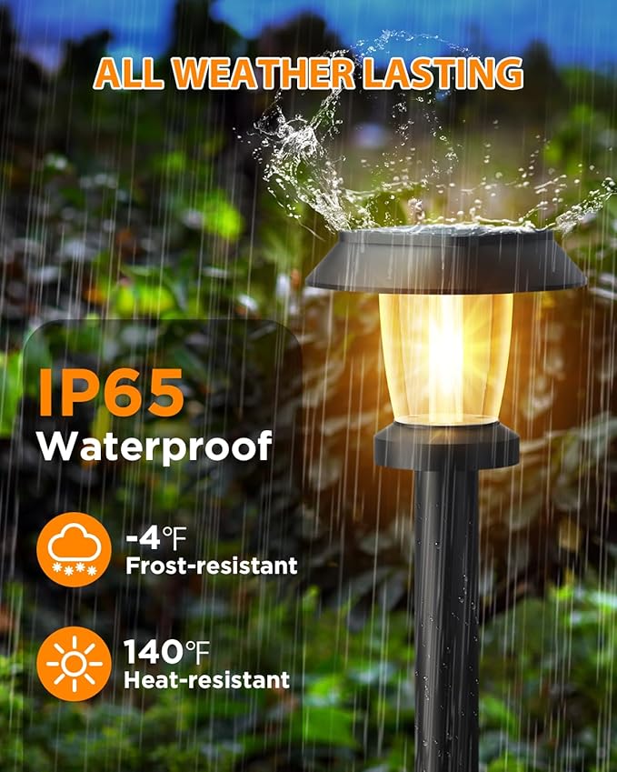 ALEPOD Solar Pathway Lights Outdoor - 12 Pack Solar Powered Garden Lights Waterproof IP65, Decor Landscape Lighting with Three Lighting Modes for Yard, Lawn, Walkway, Driveway, Warm White