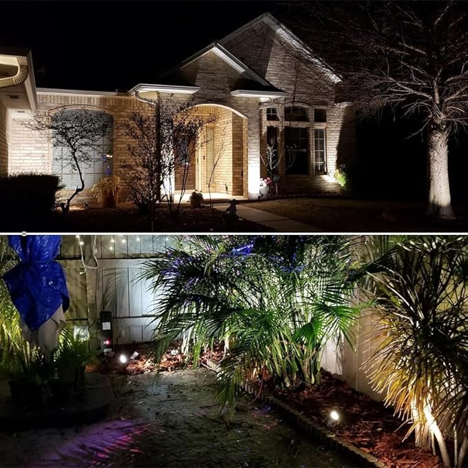Outdoor lights Outdoor Landscape Lighting 12W Outdoor Spot Lights with Transformer for Yard Garden House Lawn Tree Flags Warm White LED Landscape Lights Christmas lights IP66 Waterproof 4 Pack
