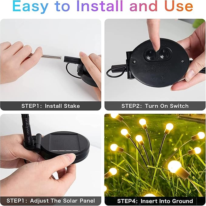 10-Pack Solar Garden Lights, 80 LED Solar Lights Outdoor for Garden Decor, Waterproof Firefly Light Outdoor (Sway by Wind), Swaying Light for Outside Yard Pathway Landscape Decorations (Warm White)