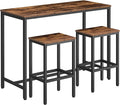 HOOBRO Bar Table and Chairs Set, 47.2” Rectangular Pub Table with 2 Stools for Small Space, High Top Table, 3-Piece Breakfast stools Set, Sturdy Metal Frame, Easy to Assemble, Rustic Brown BF52BT01