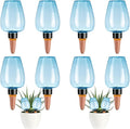 8 Pcs Plant Watering Globes Self Watering Planter Insert Plants Top Fill Water Device Plastic Water Bulbs Slow Release Terracotta for Plants, Blue
