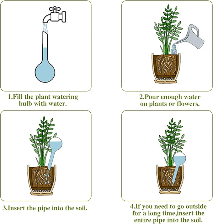 12 Pcs Large Plastic Self-Watering Bulbs,Clear Automatic Watering Globes,Clear Automatic Watering Bulbs for Plants,Graden,Flowers