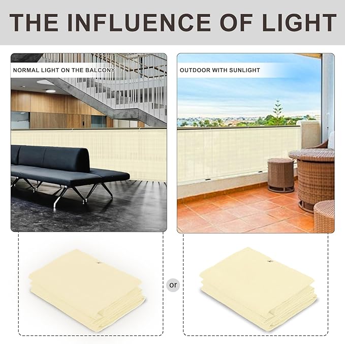 LOVE STORY Custom Size 3'x20' Butter Cream Balcony Privacy Screen,UV Block Privacy Fence Screen,90% Shield for Outdoor Pool Garden Apartment Railing