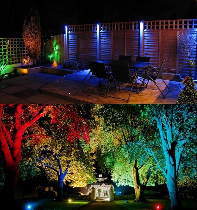 TOVEENEN Color LED Outdoor Landscape Spotlight - 120V 12W Waterproof Spot Lights for Christmas Halloween Yard House, 2 Pack