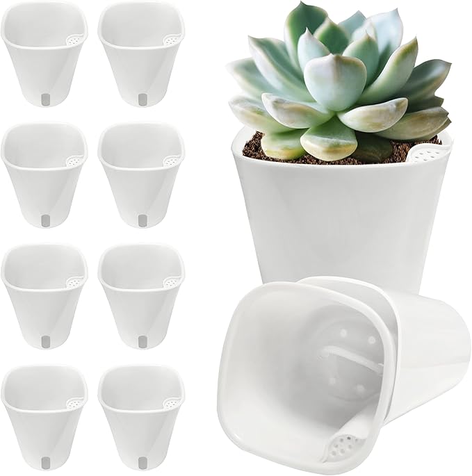 3" Self Watering Pots - 10 Sets Planter Pots for Indoor Plants With Water Level Indicator and Multiple Vents - for House Plants, Flowers, Herbs