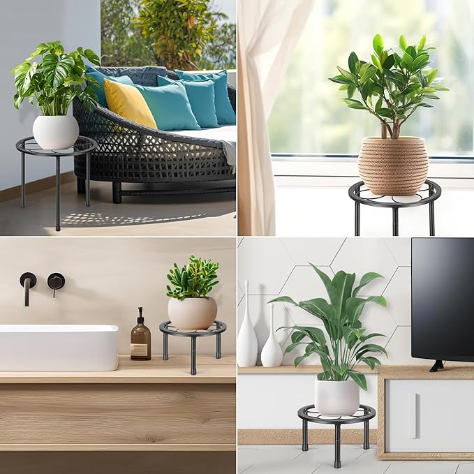 5 Pack Metal Plant Stand, Iron Plant Stands for Indoor and Outdoor, Flower Pot Stands for Multiple Plant, Black Potted Plant Holder for Garden Home