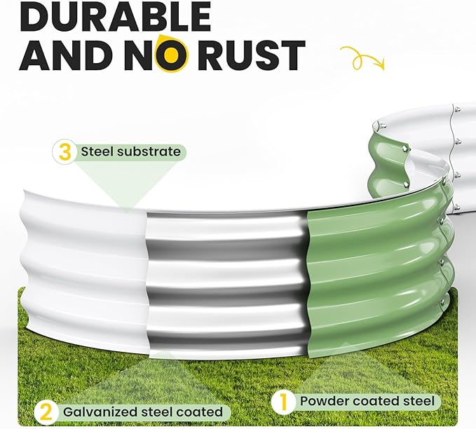 Galvanized Raised Garden Bed 2pcs 2x2x1 FT, Round Metal Raised Garden Bed Outdoor Planter Box with Open Bottom, Rust-Resistant Steel Garden Bed for Vegetables Herbs Flowers, Easy Assembly