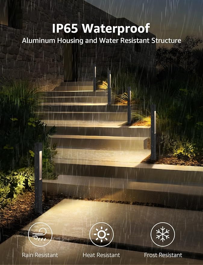 SUNVIE Low Voltage Landscape Lights 3W LED Pathway Lights Wired Aluminum Waterproof Outdoor Landscape Lighting 3000K 12-24V Path Lights Low Voltage for Garden Yard Walkway ETL, 8 Pack with Connectors
