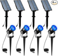 T-SUNUS 4 Pack Solar Landscape Spotlights - Blue, Waterproof IP65, 9.8ft Cable, 2000mAh Solar Panel, Auto On/Off for Garden, Driveway, Pathway, Pool Area