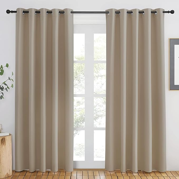 NICETOWN Taupe Blackout Curtains 84 inch Length, Grommet Top Room Darkening Drapes for Bedroom Living Room, Light Blocking Window Covering for Privacy (W66 x L84 Inch, 1 Panel)