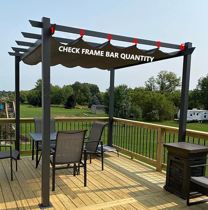 Pergola Shade Cover Replacement Canopy Top Compatible with 10 X 10 ft 6-Bar Pergola Frames - Gray (Canopy Size 116" W x 95" L, Canopy Top Only)