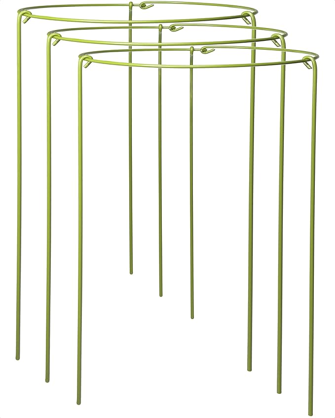 3-Pack Heavy Duty Plant Support Stakes, Metal Plant Ring Cages for Indoor Outdoor Plants, Adjustable Garden Stakes for Peonies, Monstera, Pothos, Hydrangea, Vines & Potted Plant (10" W x 17" H)