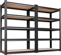 Set of 2 Garage Shelving Heavy Duty Storage Shelves, Metal Adjustable Shelving Unit, Utility Garage Organizer Shelf for Basement, Pantry, Kitchen, Warehouse, 13.8''Dx31.5''Wx71.2''H, Black
