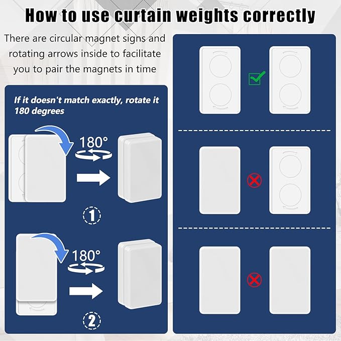 18pcs Outdoor Curtain Weights, Plastic Wrapped Magnetic Drapery Weights, Waterproof Heavy Duty Curtain Magnets Flag Weights for Heavy Wind, Shower Outside Curtain, Tablecloth (White)