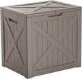 38 Gallon Outdoor Deck Box, Lockable Waterproof Outdoor Storage Boxes For Garden Tools,Indoor Cushions,Accessories Outside Storage Resin Weatherproof Container(Grey)