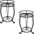 CASIMR 2-Pack Plant Stand, 2 Tier 19.2 inch Tall Metal Potted Holder Rack,Indoor Outdoor Multiple Flower Pot Shelf Rustproof Iron Garden Container for Garden Patio Living Room Corner Balcony, Black