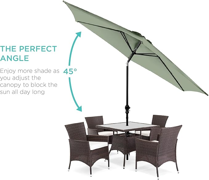 Best Choice Products 10ft Outdoor Table Compatible Steel Polyester Market Patio Umbrella w/Crank and Easy Push Button Tilt