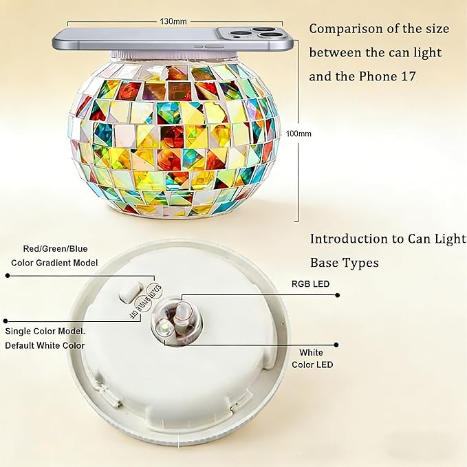 Aukora Color Changing Solar Powered Glass Ball Garden Lights, Table Lamps Waterproof Night Light for Patio, Party, Yard, Room, Bar, Wine Cabinet, Outdoor/Indoor Decorations, Ideal Gift(Mosaic Glass)