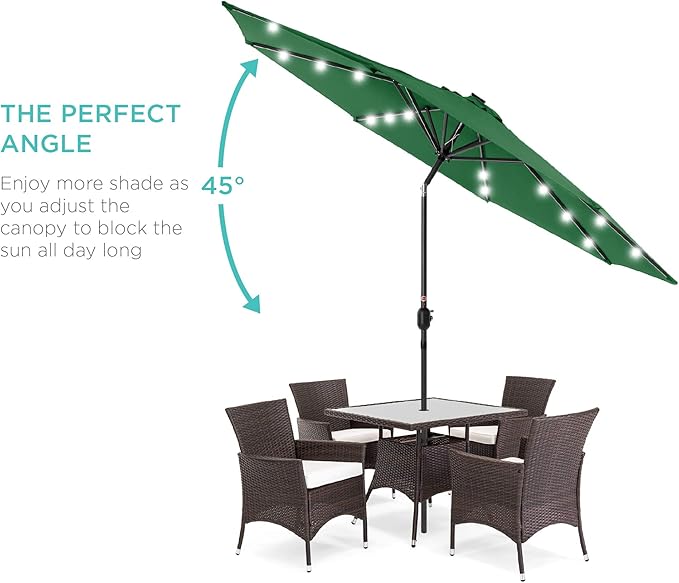 Best Choice Products 10ft Solar Polyester LED Lighted Patio Umbrella w/Tilt Adjustment and UV-Resistant Fabric