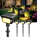 Solar Landscape Spotlights Outdoor Waterproof IP67, Warm White LED Spot Lights for Tree Flag Garden, Adjustable Solar Uplights Auto On Off with 2 Brightness Mode