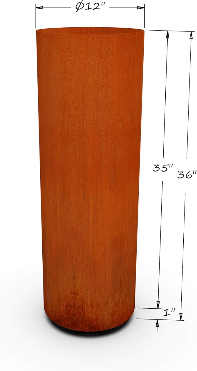 PLANTERCRAFT Corten Steel Metal Planter Box, Round Sizes, Modern Garden Steel planters for Commercial and Residential Outdoor Use.