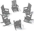SERWALL Outdoor Rocking Chair Set of 6, Patio Rocking Chair Sets, HDPE Rocking Chair for Adults, Gray