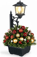 PASAMIC 2 in 1 Outdoor Flower Pots for Real or Fake Flowers, Solar Lamp Post Lights - Wall Mount or Freestanding, Waterproof Decorative Lamp for Lawn, Patio, Front/Back Door